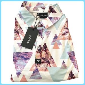 New W/Tags Bad Birdie Cali Palm Tree Triangle Golf Polo Shirt Men's Size S